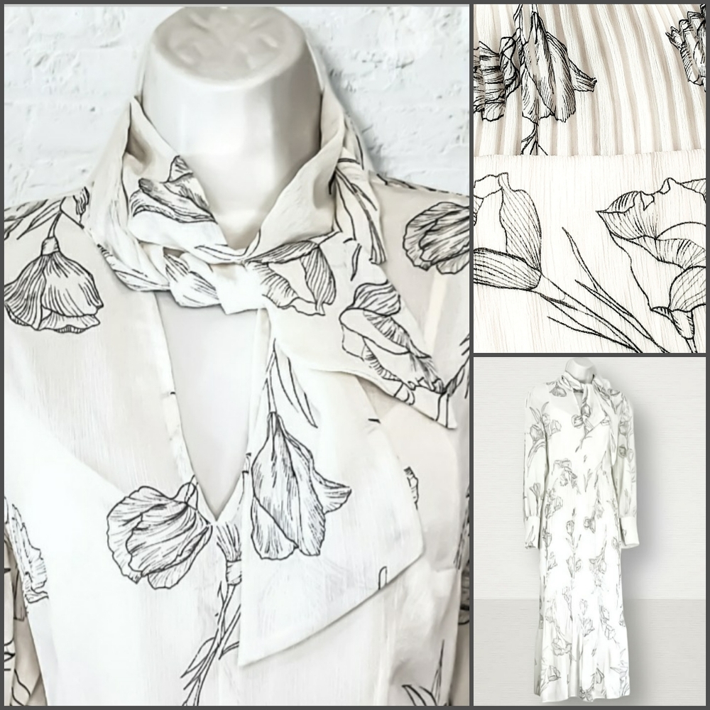 NWT a new day Long Sleeve Tie Neck Floral Dress